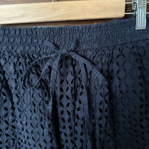Madewell Black Eyelet Lined Pull On Mini Skirt Pockets Size X Small - Picture 2 of 6